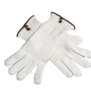 Echo cream knit gloves with leather trim